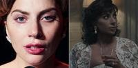 Lady Gaga em cenas dos filmes 'Nasce Uma Estrela' e 'Casa Gucci'