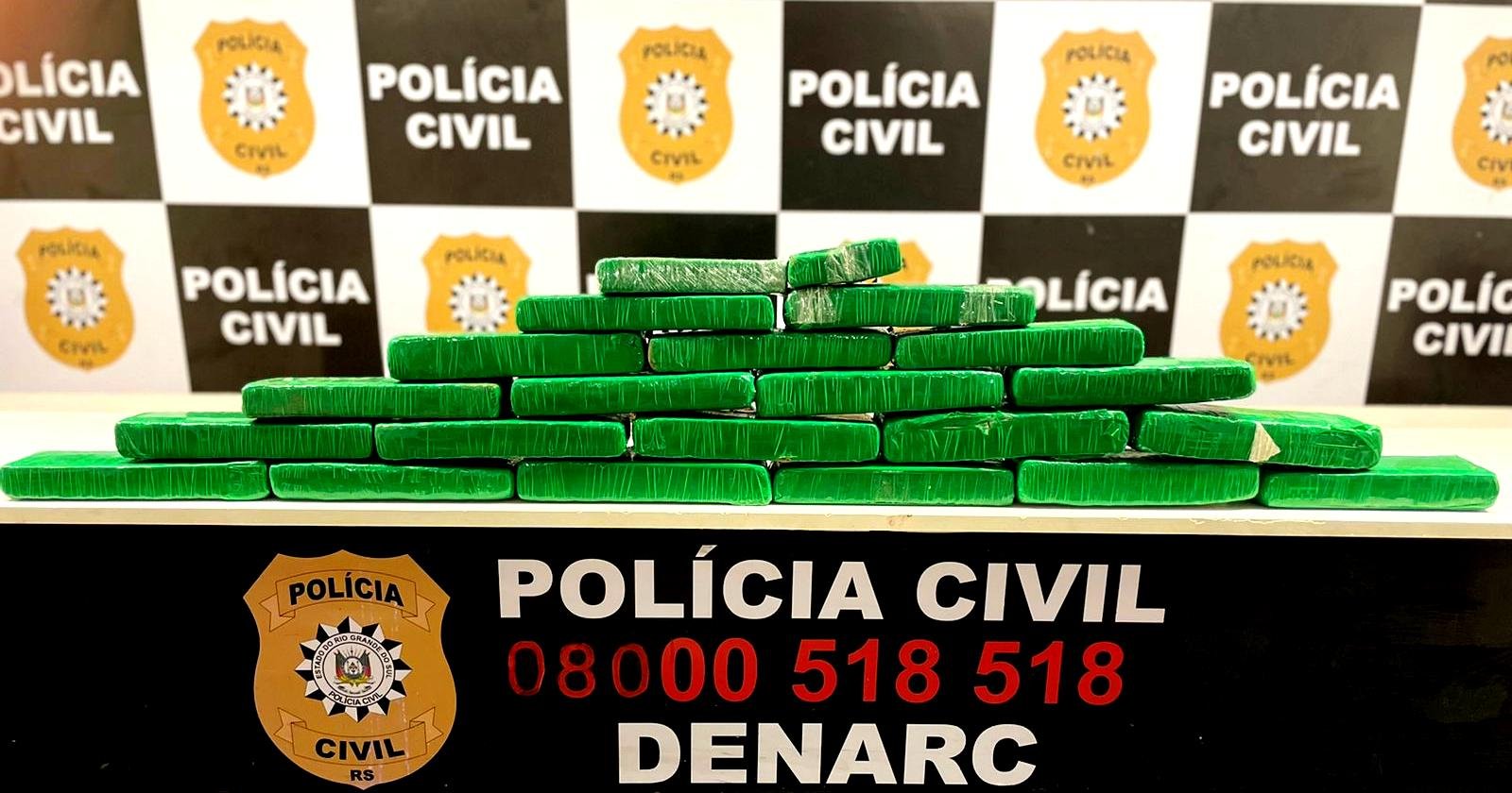 Droga estava distribu&iacute;da em 21 tijolos