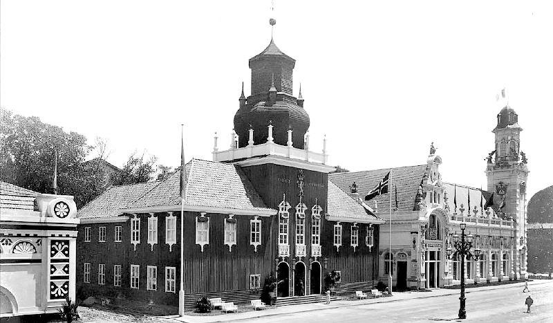 Os pavilh&otilde;es da B&eacute;lgica e da Noruega na Exposi&ccedil;&atilde;o do Centen&aacute;rio.