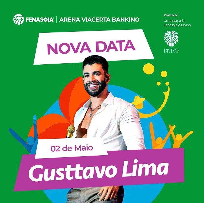 Nova data para o show do cantor Gustavo Lima na Fenasoja &eacute; 02 de maio