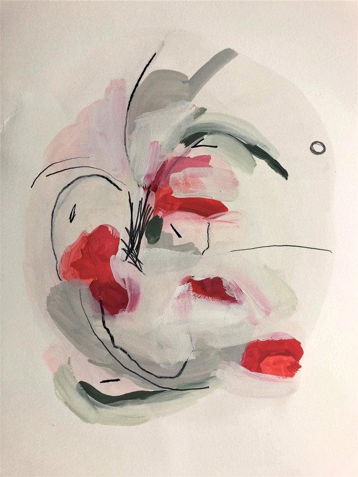 Detalhe da pintura 'Desenhos objetivos', de Camila Elis, que integra a mostra
