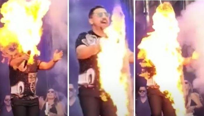 Por mais que tenha ficado bem, Xand Avi&atilde;o tamb&eacute;m aproveitou para alertar outros artistas do perigo de se queimarem com o fogo usado em palcos