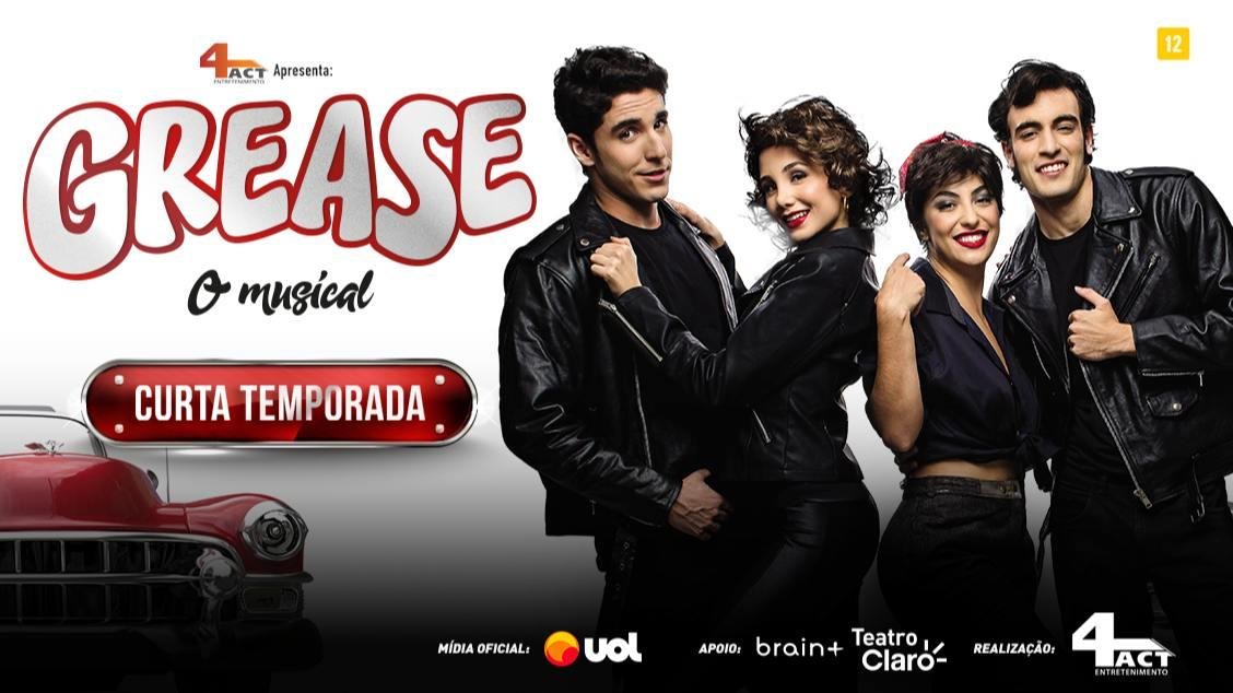 Cartaz de "Grease - o Musical" que estreia curta temporada na pr&oacute;xima sexta, no Teatro Claro, em S&atilde;o Paulo