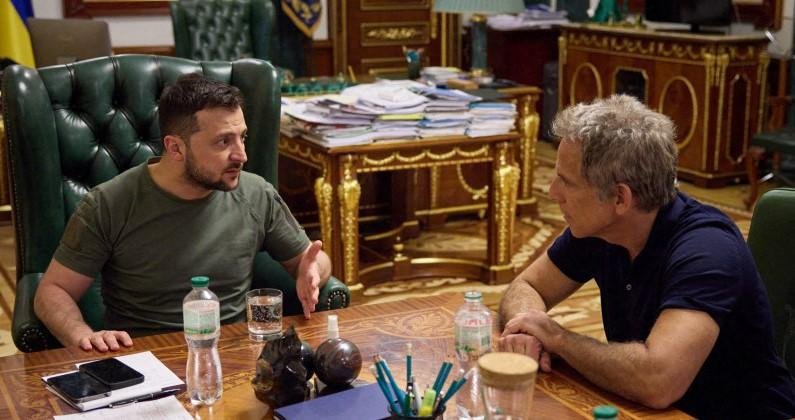 Ben Stiller se reuniu nesta segunda-feira com o presidente da Ucr&acirc;nia, Volodimir Zelensky