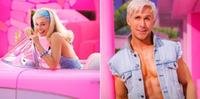 Margot Robbie e Ryan Gosling caracterizados com Barbie e Ken