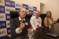 Bivar concedeu entrevista na Câmara de Porto Alegre ao lado de Busato e Soraya.