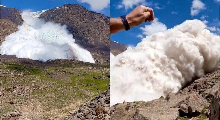 Harry Shimmin e outras nove pessoas estavam na regi&atilde;o de Tian Shan quando uma enorme quantidade de neve desceu a montanha