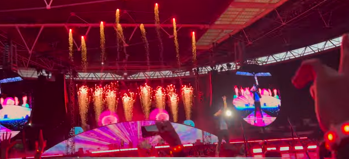 Show da turn&ecirc; "Music of the Spheres" realizado no &uacute;ltimo s&aacute;bado, no  Wembley Stadium, em Londres.