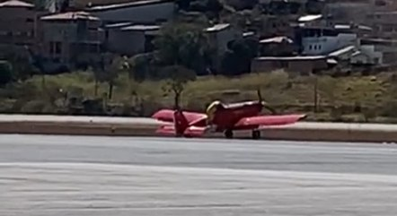 Avi&atilde;o saiu da pista e foi parar na &aacute;rea de gramado do Aeroporto da Pampulha