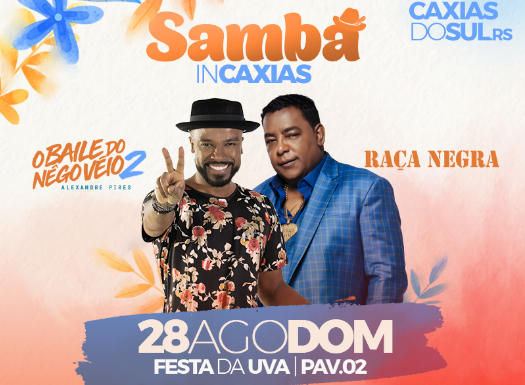 Alexandre Pires (&ldquo;Baile Do N&ecirc;go V&eacute;io 2&rdquo;) e Ra&ccedil;a Negra em Caxias do Sul, neste domingo, dia 28