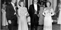 E/D: Príncipe Phillip, Lucy Geisel, Ernesto Geisel e Rainha Elizabeth II