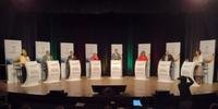 Sete candidatos estiveram no palco do Teatro AMRIGS para debate.