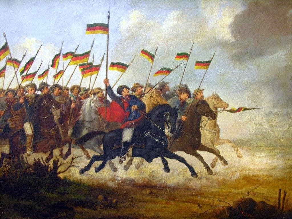Quadro "Carga de Cavalaria", de 1893, de autoria de Guilherme Litran, que pertence ao acervo do Museu Julio de Castilhos