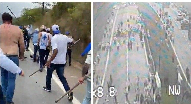 C&acirc;meras de monitoramento mostram os torcedores fechando a torcida