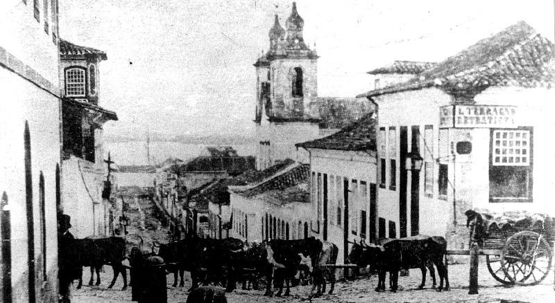A rua do Ros&aacute;rio em 1860. Atual Vig&aacute;rio Jos&eacute; ign&aacute;cio.