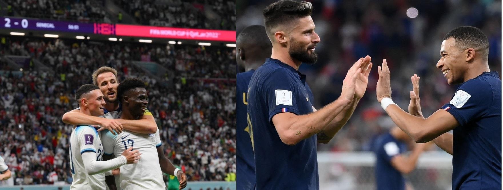 Ataque ingl&ecirc;s &eacute; o que mais fez gols com 12. Do lado franc&ecirc;s, Giroud e Mbapp&eacute; tem 8 dos 9 gols da equipe