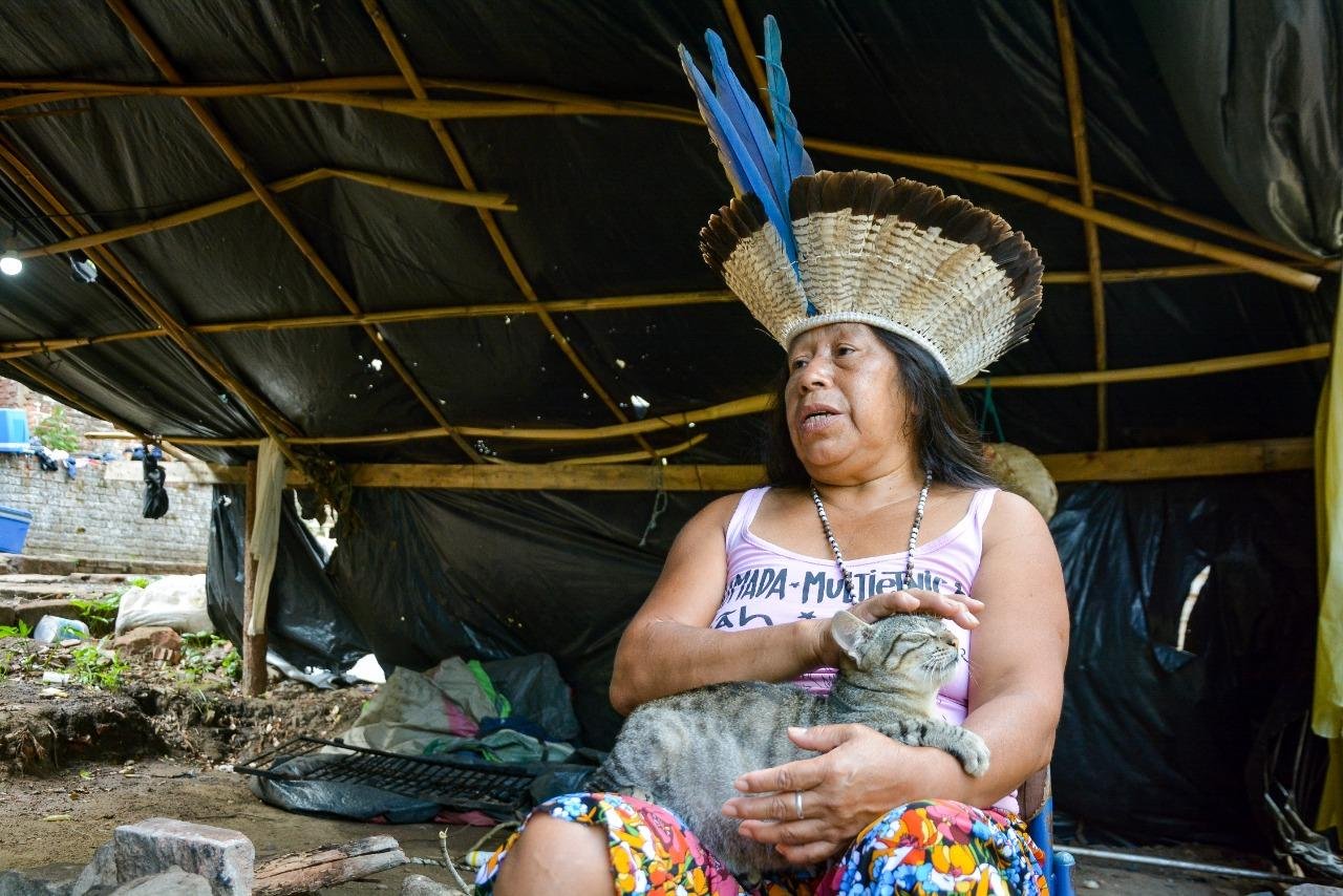 Cacica Gah T&eacute; &eacute; a grande lideran&ccedil;a da comunidade, e chegou a fazer greve de fome em 2022 contra reintegra&ccedil;&atilde;o