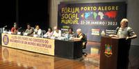 Ex-governador Tarso Genro no debate do FMS 2023, na Assemmbleia Legislativa, em Porto Alegre