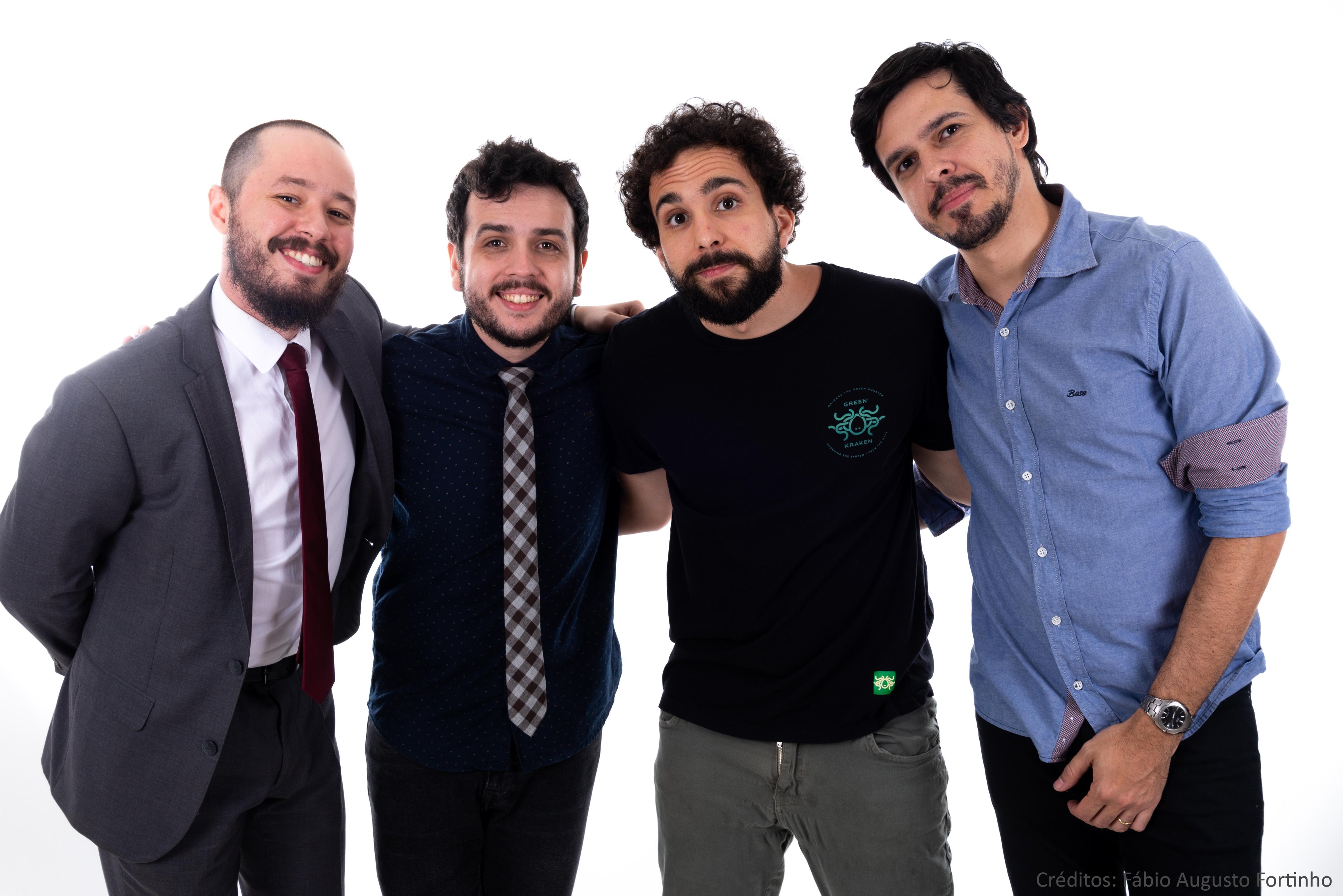 Os comediantes Rominho Braga, Osmar Campbell e Victor Camejo