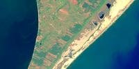 Imagem de satélite mostra a região na Lagoa do Peixe no Sul do Estado quase totalmente seca