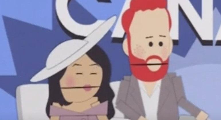 Meghan Markle e pr&iacute;ncipe Harry em cena de South Park